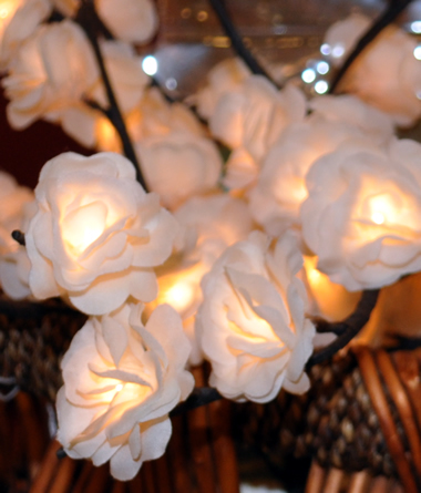 cream mini rose illuminated flower